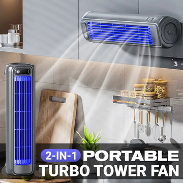 2-in-1 Portable Turbo Tower Fan