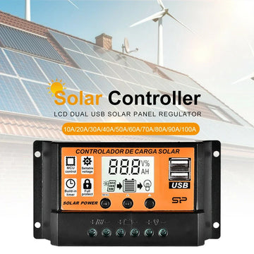 High-Efficiency PWM Solar Controller 30A-100A LCD USB