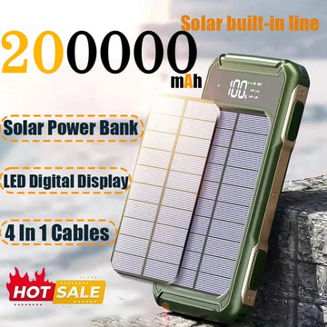 200000mAh 4-in-1 Solar Power Bank Digital Display