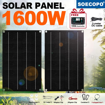 SOECOPO 1600W Portable Solar Panel Kit with Controller