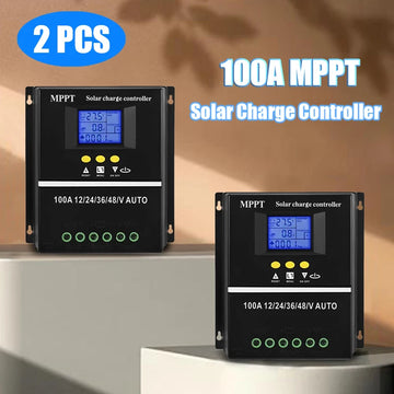 2pcs MPPT 100A Solar Charge Controllers LED Display