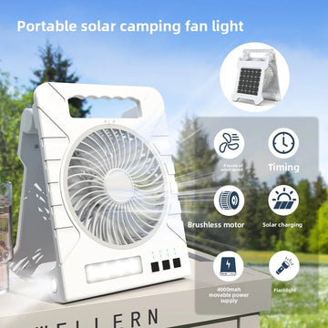 Portable Camping Solar Fan with Light