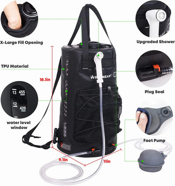 WILD HEART Solar Shower Backpack Pump