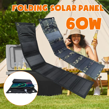 60W Portable Polysilicon Foldable Solar Panel USB