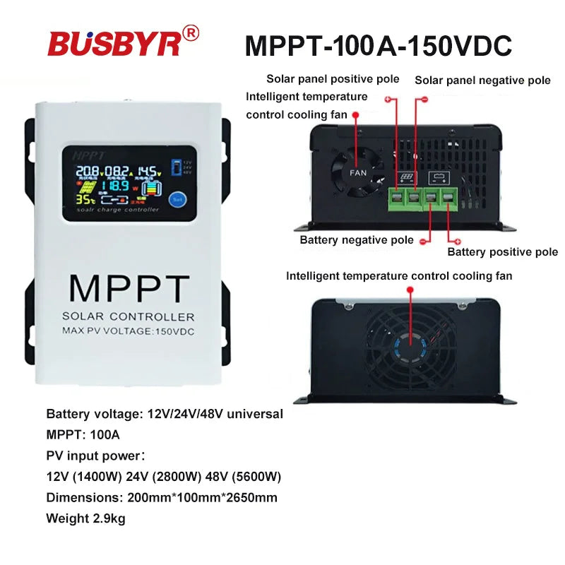 MPPT Solar Charge Controller 12V-96V LCD Touch