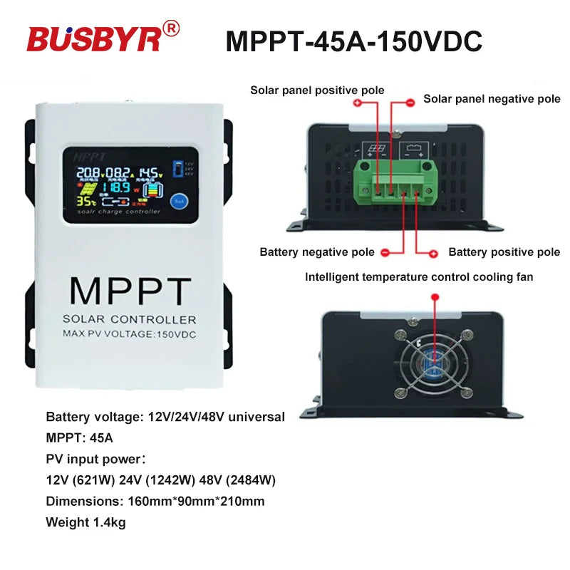 MPPT Solar Charge Controller 12V-96V LCD Touch
