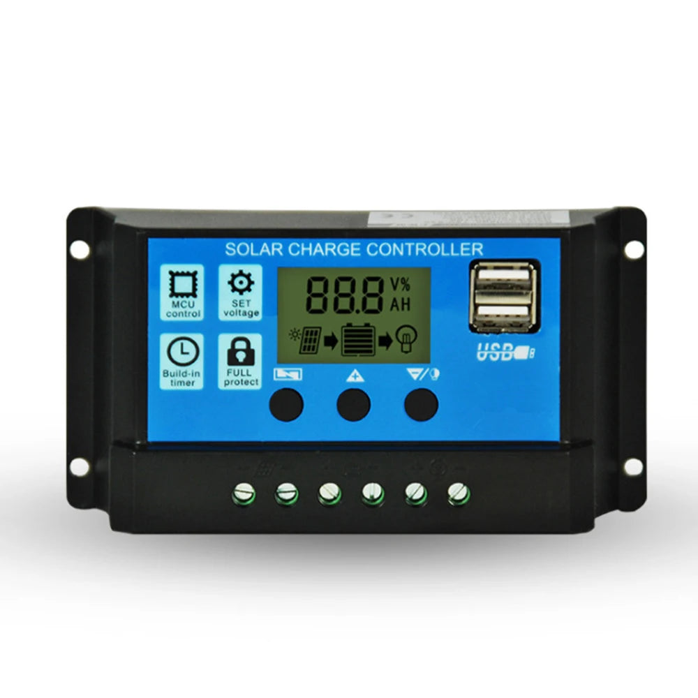 30A PWM Solar Charge Controller 12V/24V LCD