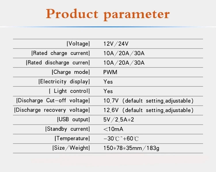 LCD Solar Battery Charging Controller 12V 24V