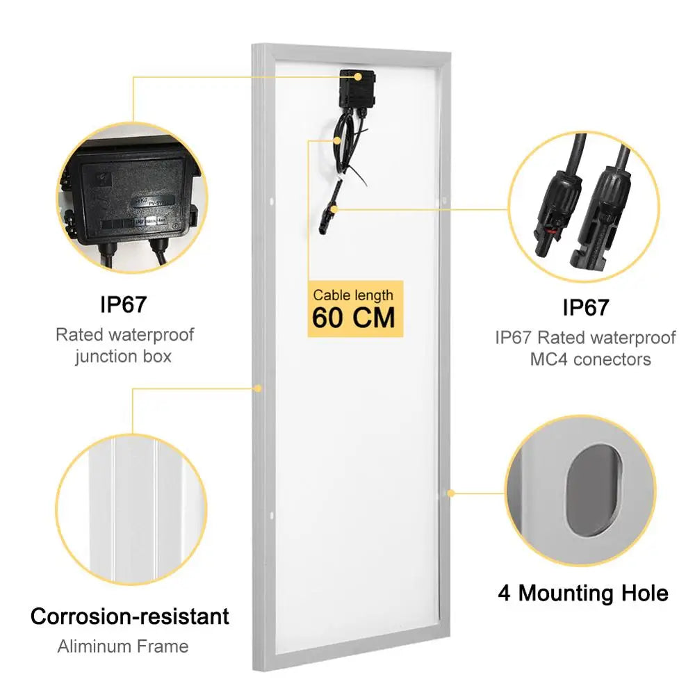 Dokio 100W 18V Monocrystalline Solar Panel