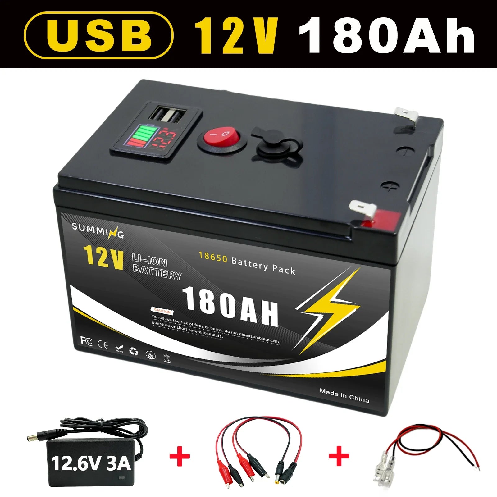 12V 200Ah LiFePO4 Solar Battery with USB