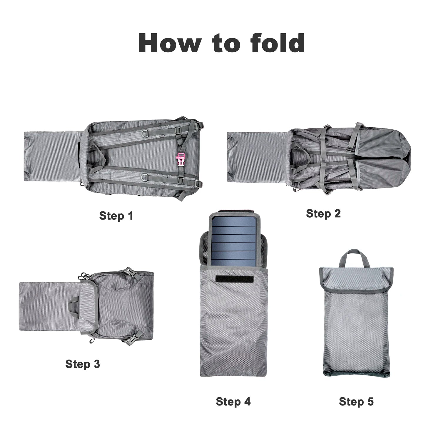 Solar Backpack Foldable Daypack 6.5W Panel