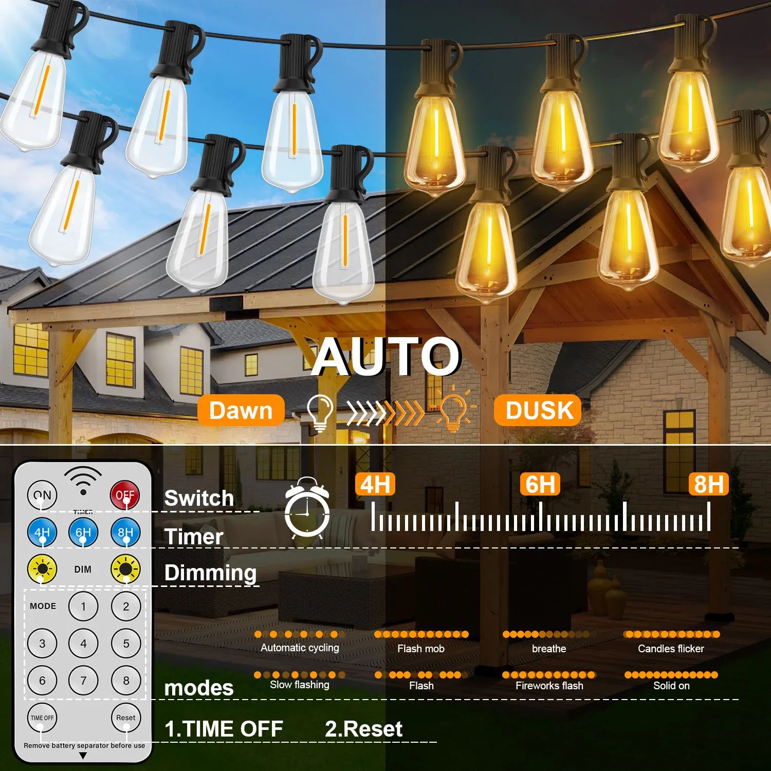 Shatterproof ST38 Outdoor Solar String Lights