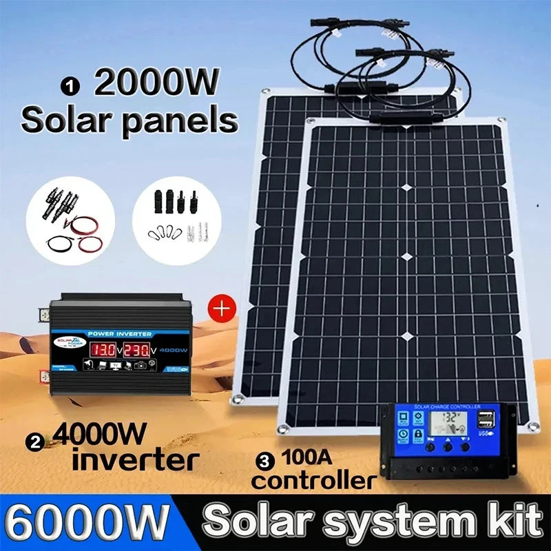 2000W Flexible Solar Panel System with Inverter Kit