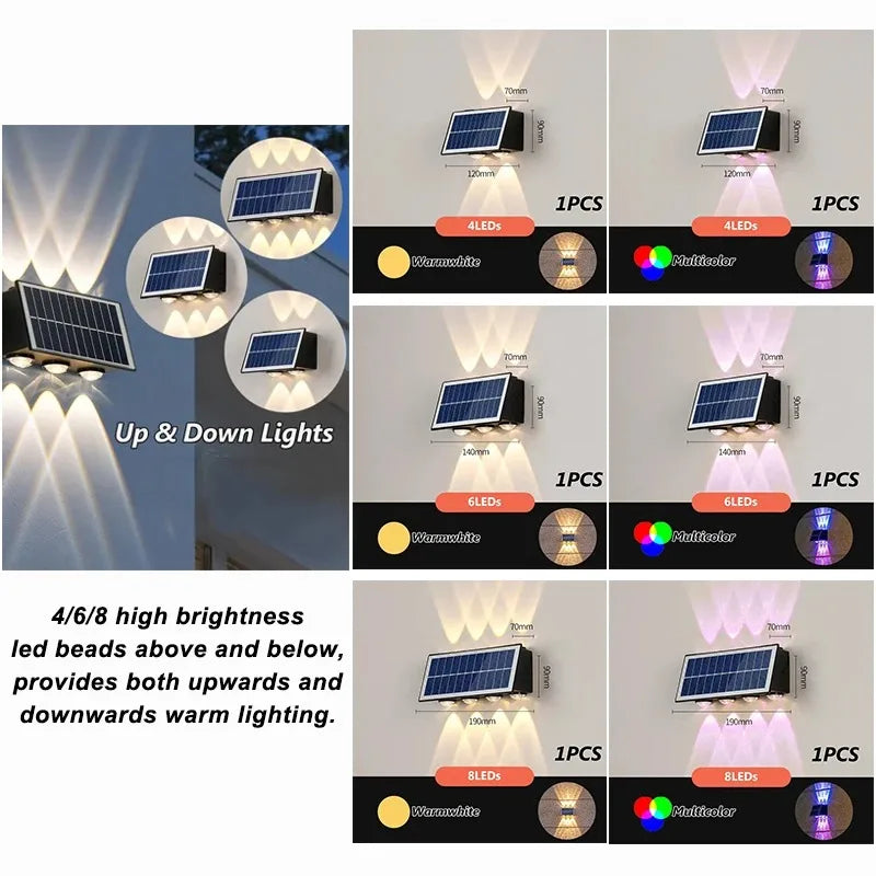 4/6/8LED Solar Wall Spotlight Outdoor Waterproof