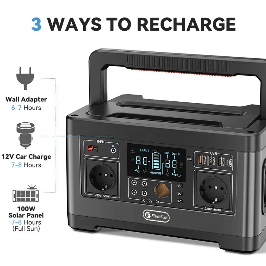 60W–500W Portable Power Bank Generator AC