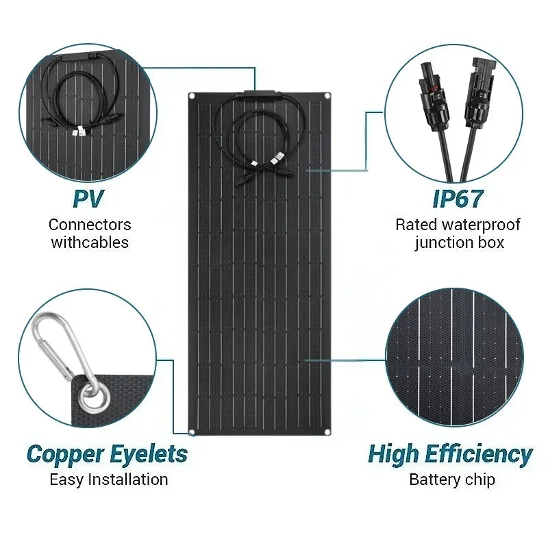 300W-600W Flexible Solar Panel Kit with Controller