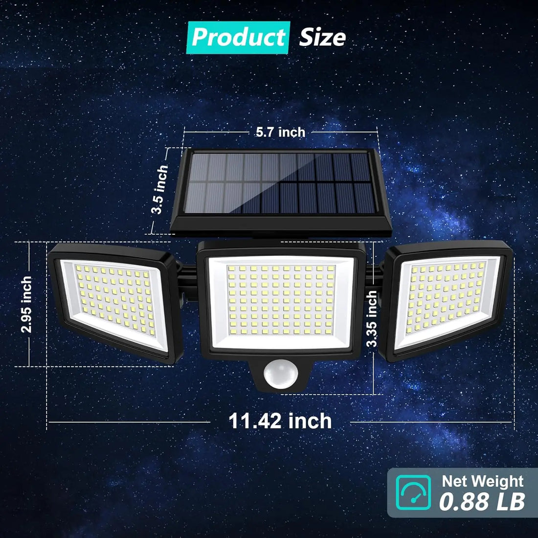 Three-Head Outdoor Solar Motion Sensor Light