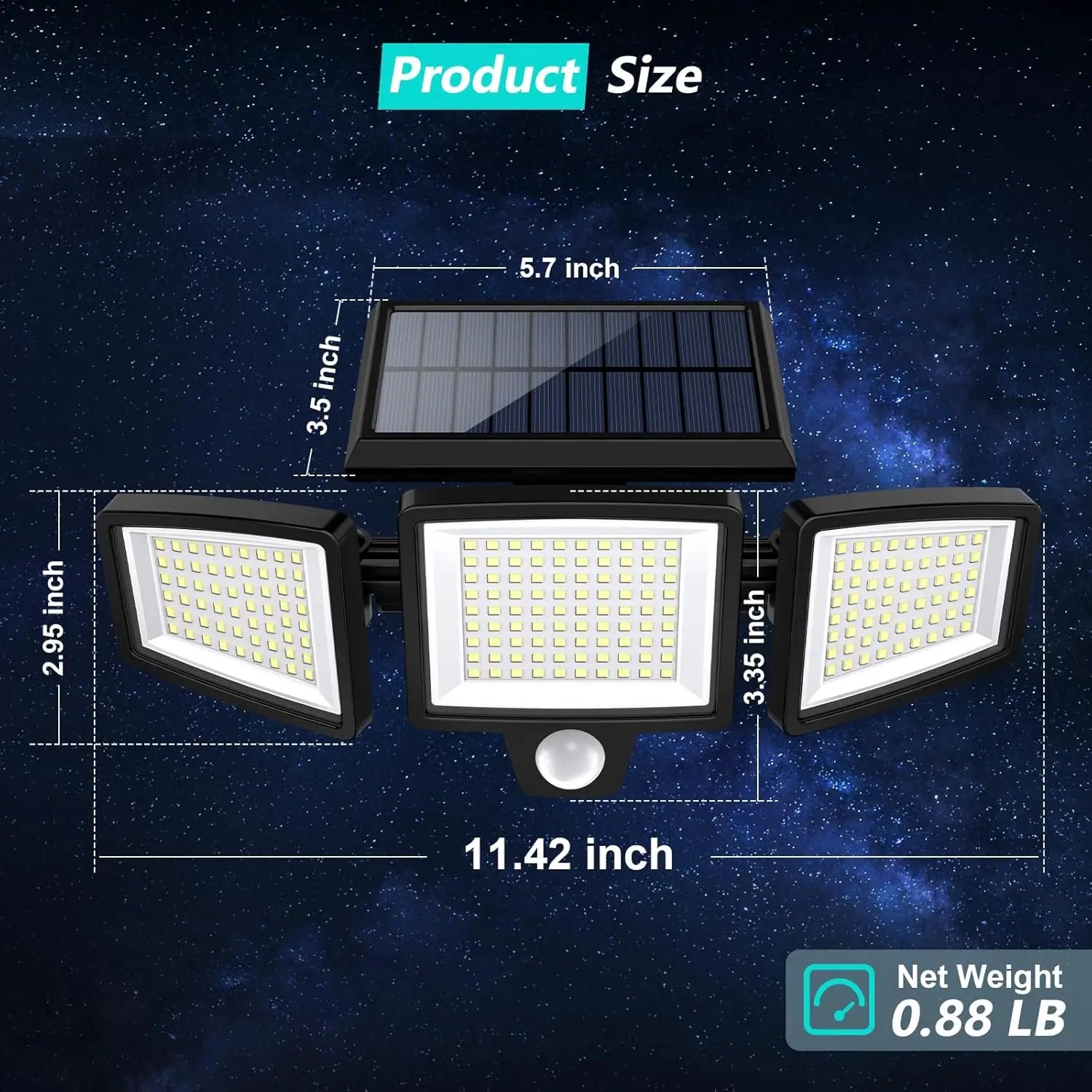 Three-Head Outdoor Solar Motion Sensor Light