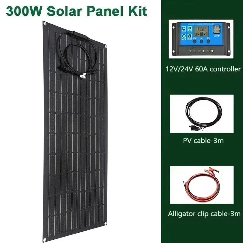 300W-600W Flexible Solar Panel Kit with Controller