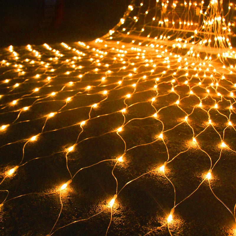 Solar LED Christmas Net Fairy Curtain Lights