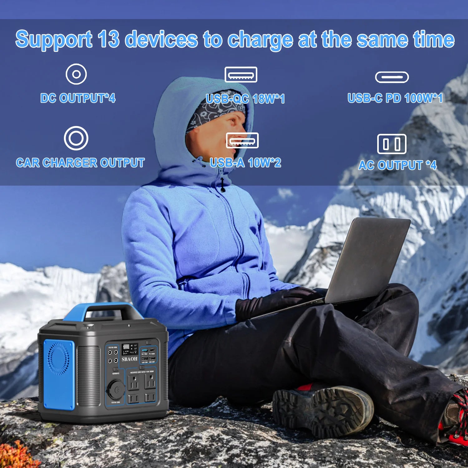 SBAOH 296Wh 300W Portable Power Station Solar