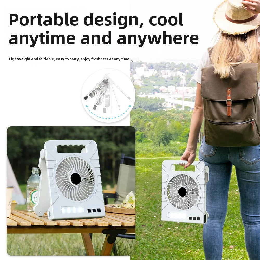 Portable Camping Solar Fan with Light