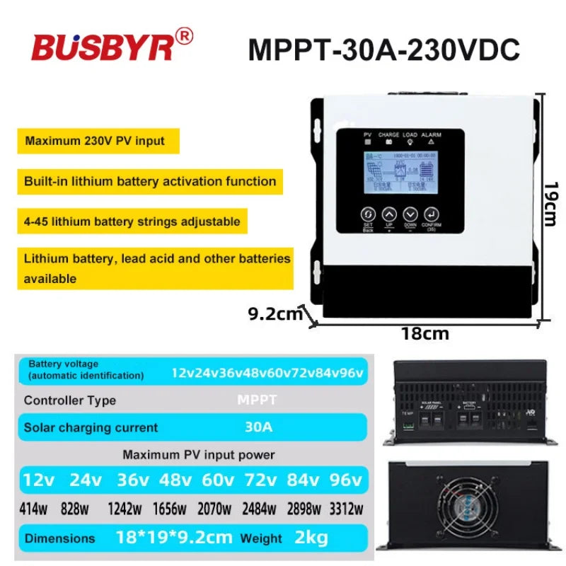 MPPT Solar Charge Controller 12V-96V LCD Touch