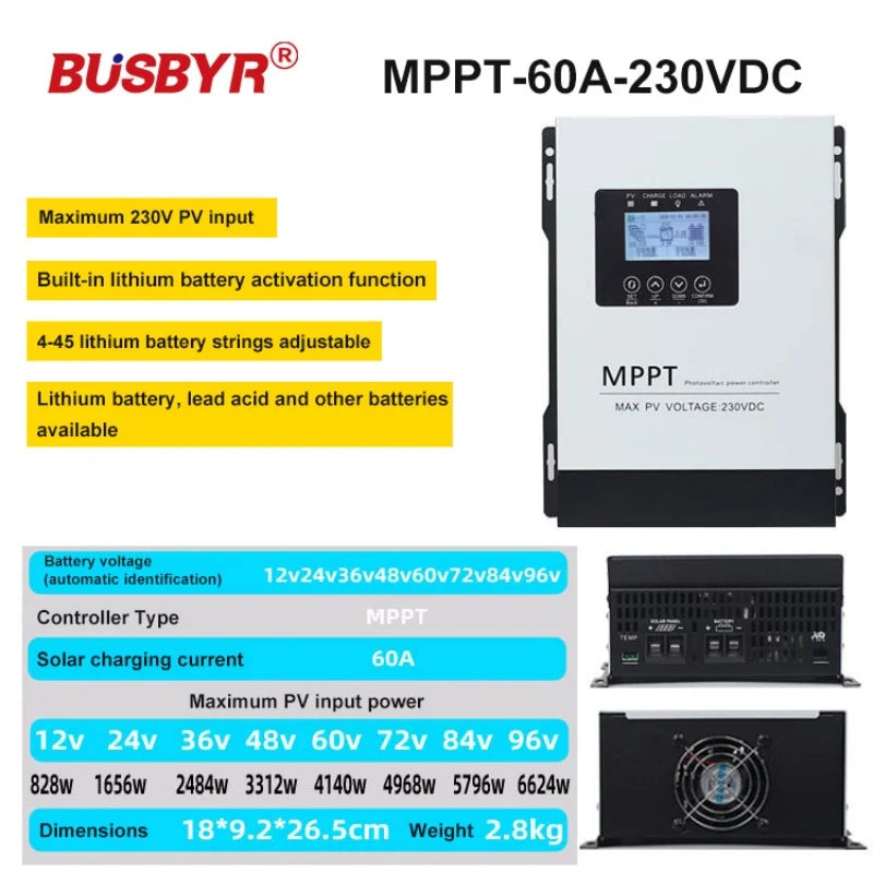 MPPT Solar Charge Controller 12V-96V LCD Touch