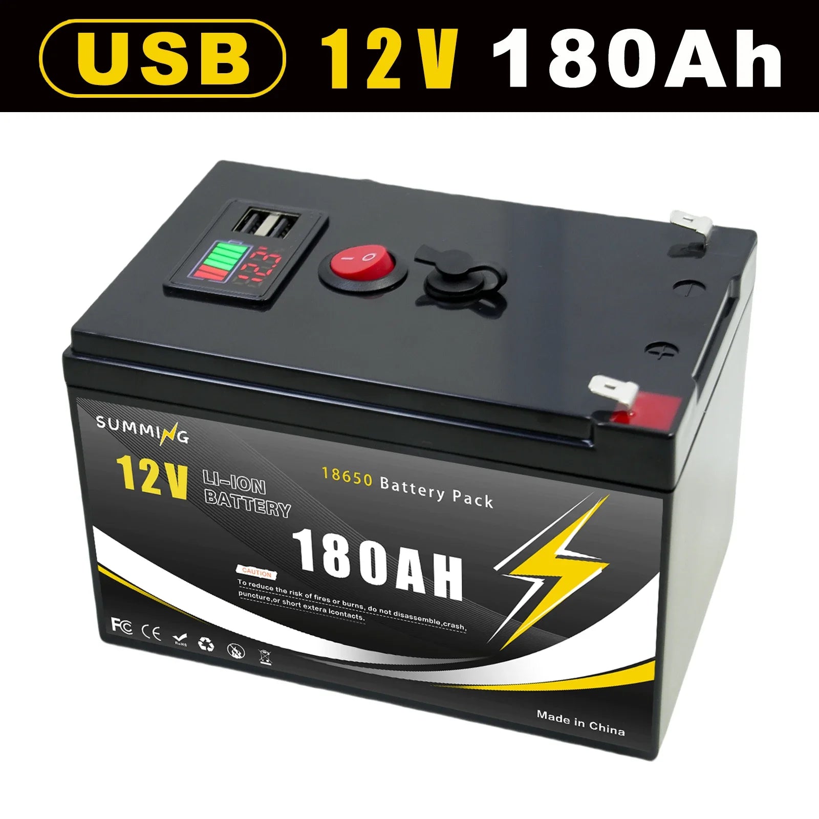12V 200Ah LiFePO4 Solar Battery with USB