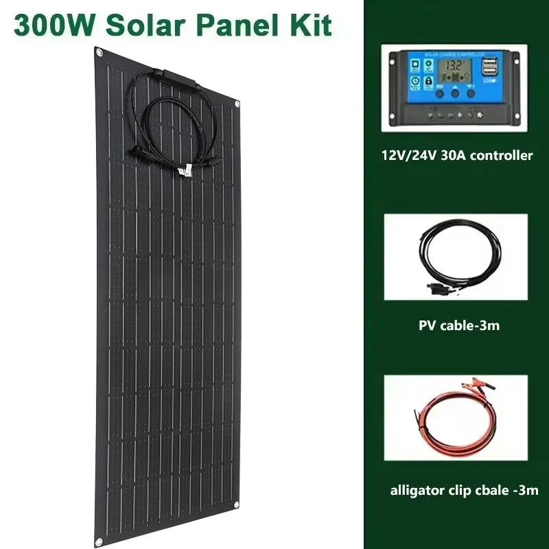 300W-600W Flexible Solar Panel Kit with Controller