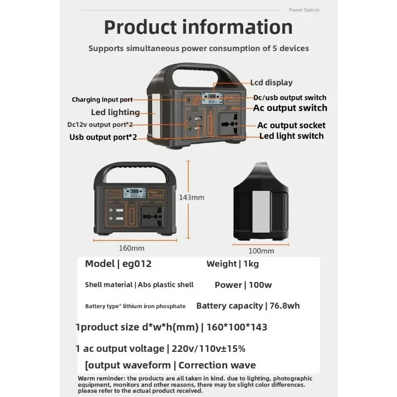Power Bank 24000mAh 100W Portable Solar Station