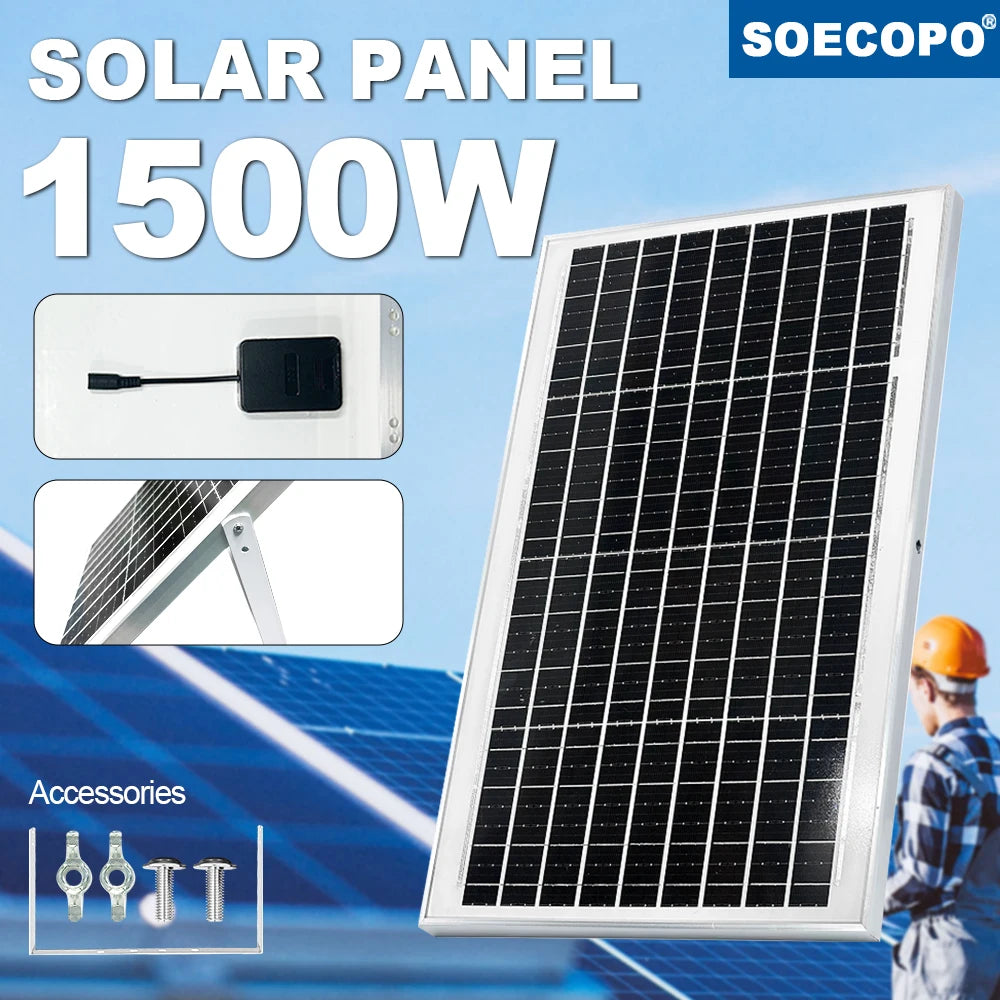 SOECOPO 1500W Portable Waterproof Solar Panel 18V