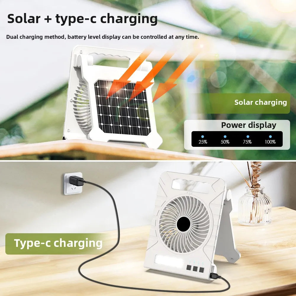 Portable Camping Solar Fan with Light