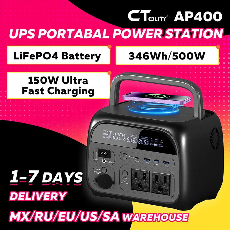 CTOLITY AP400 345Wh 500W Portable Solar Generator