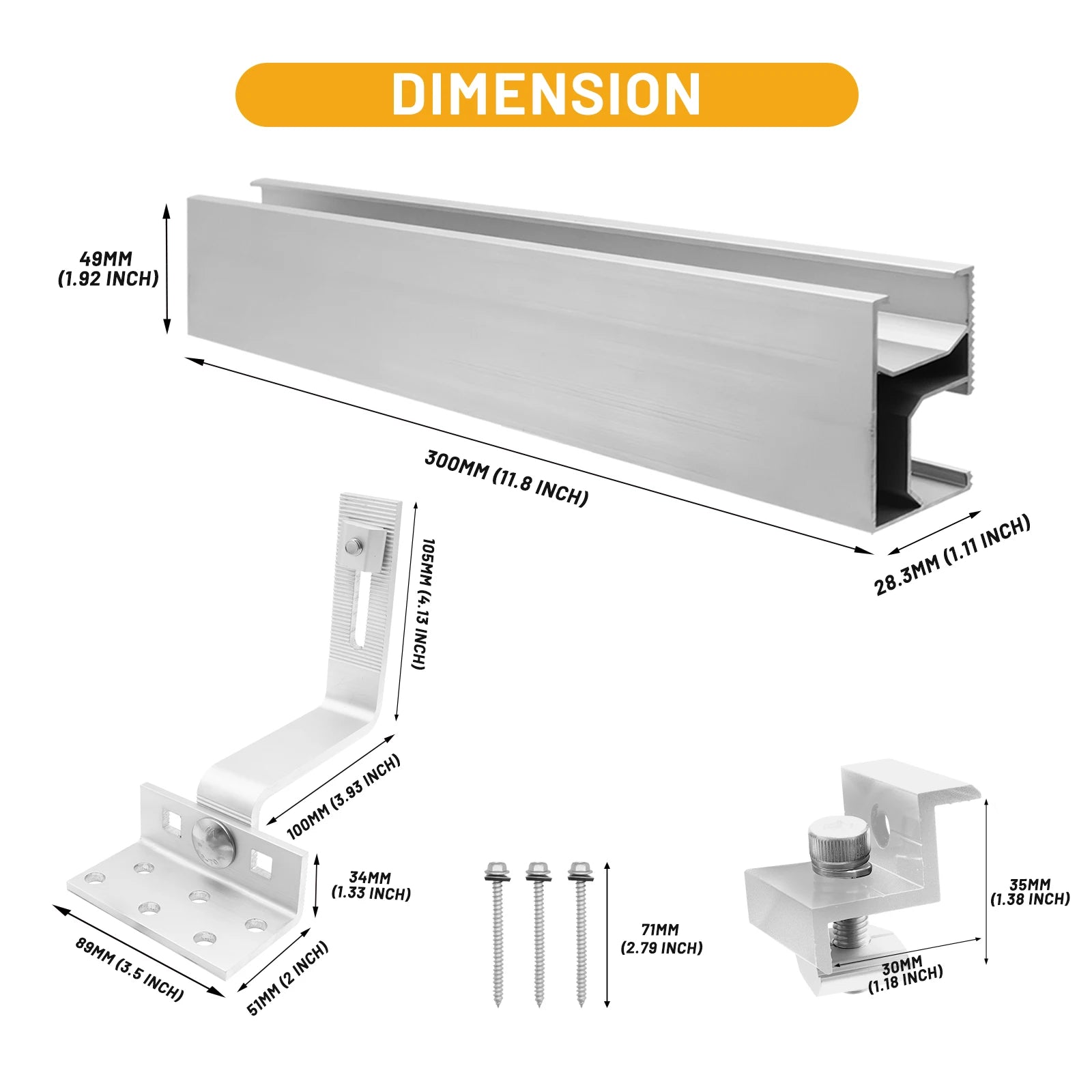 Solar Panel Roof Hook Mounting Rail Set