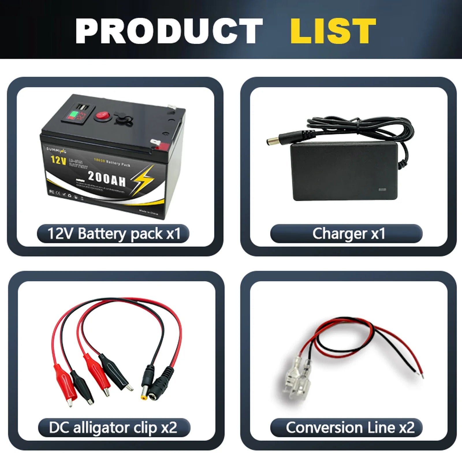 12V 200Ah LiFePO4 Solar Battery with USB