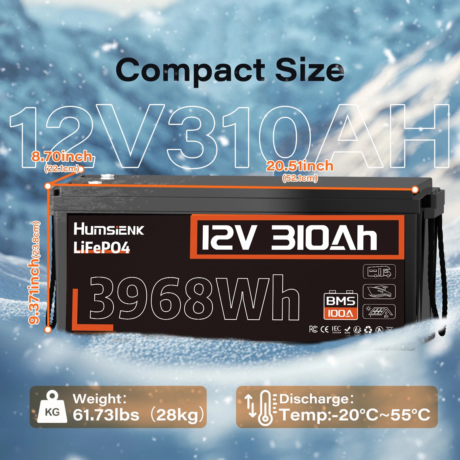 12V 310Ah LiFePO4 Solar Battery