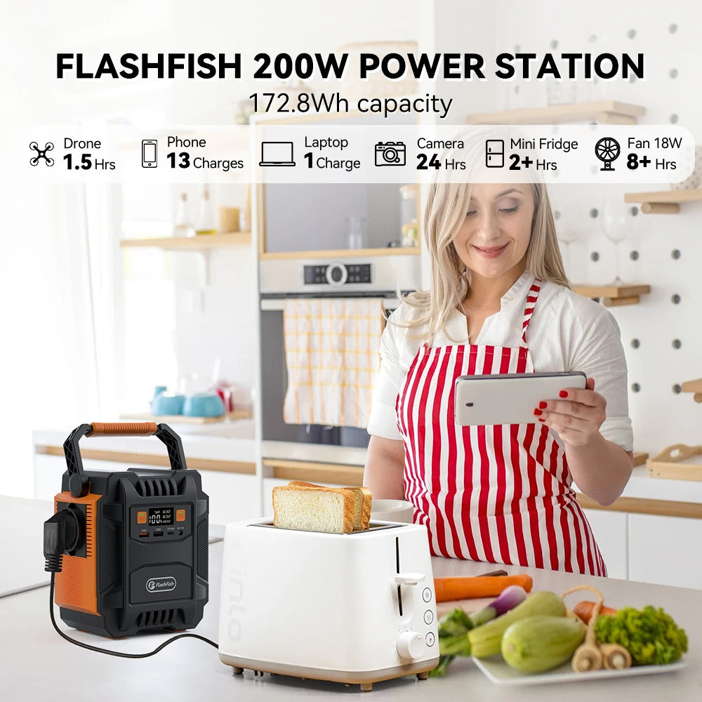 Flashfish 200W 172Wh Portable Solar Generator