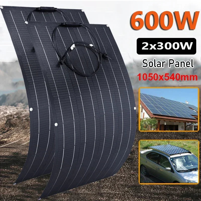 300W/600W Flexible Monocrystalline Solar Panel Kit 18V