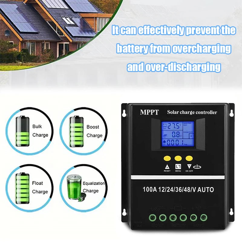 2pcs MPPT 100A Solar Charge Controllers LED Display