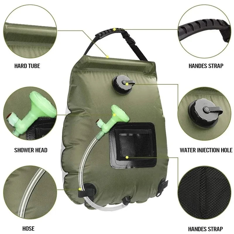 20L Outdoor Solar Camping Shower Bag