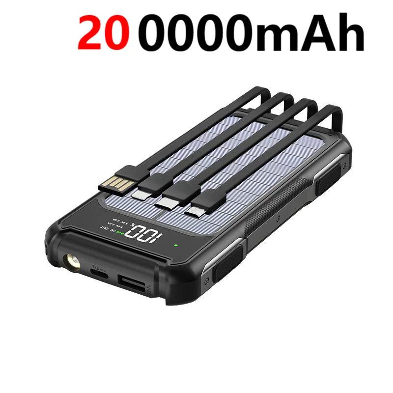 200000mAh 4-in-1 Solar Power Bank Digital Display