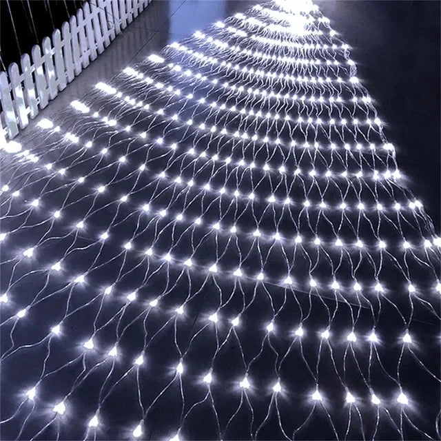 Solar LED Christmas Net Fairy Curtain Lights