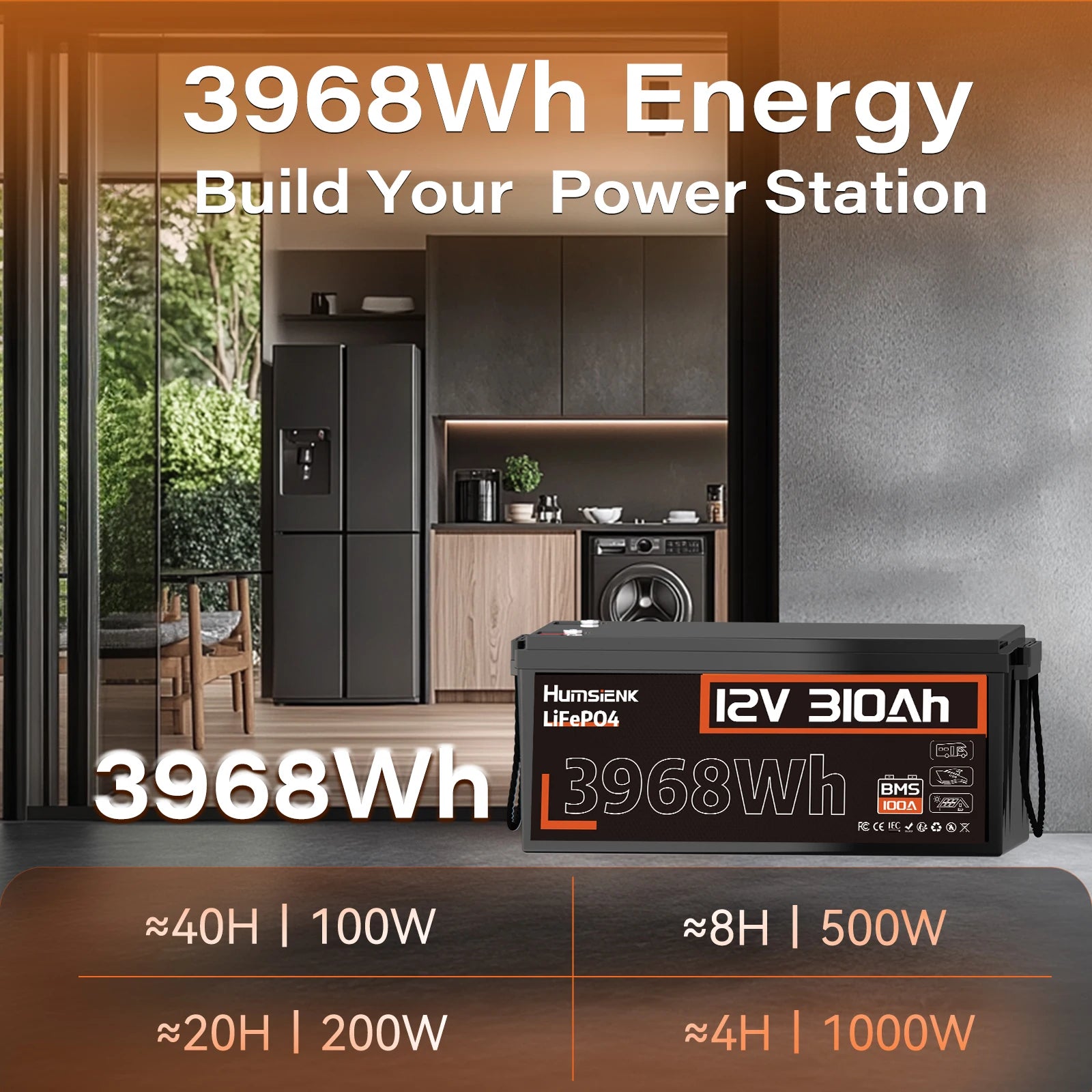 12V 310Ah LiFePO4 Solar Battery