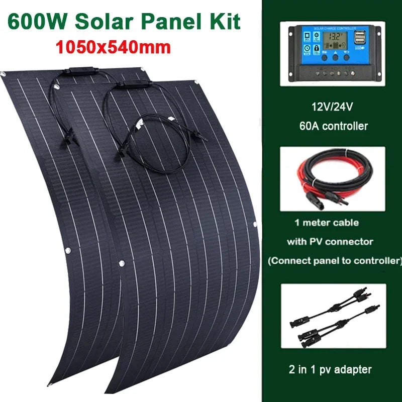 300W/600W Flexible Monocrystalline Solar Panel Kit 18V