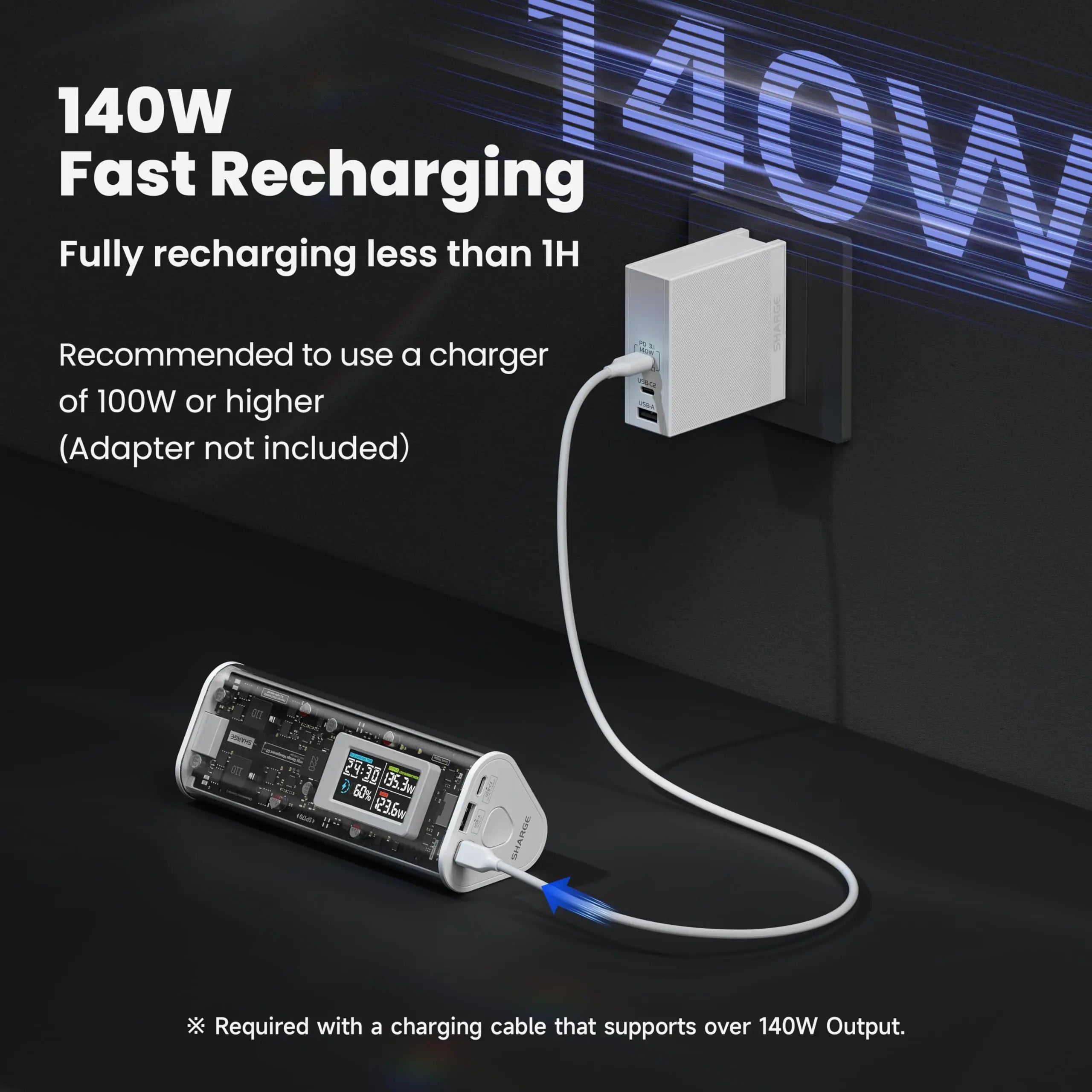 SHARGE 24000mAh 170W Fast Charge Power Bank