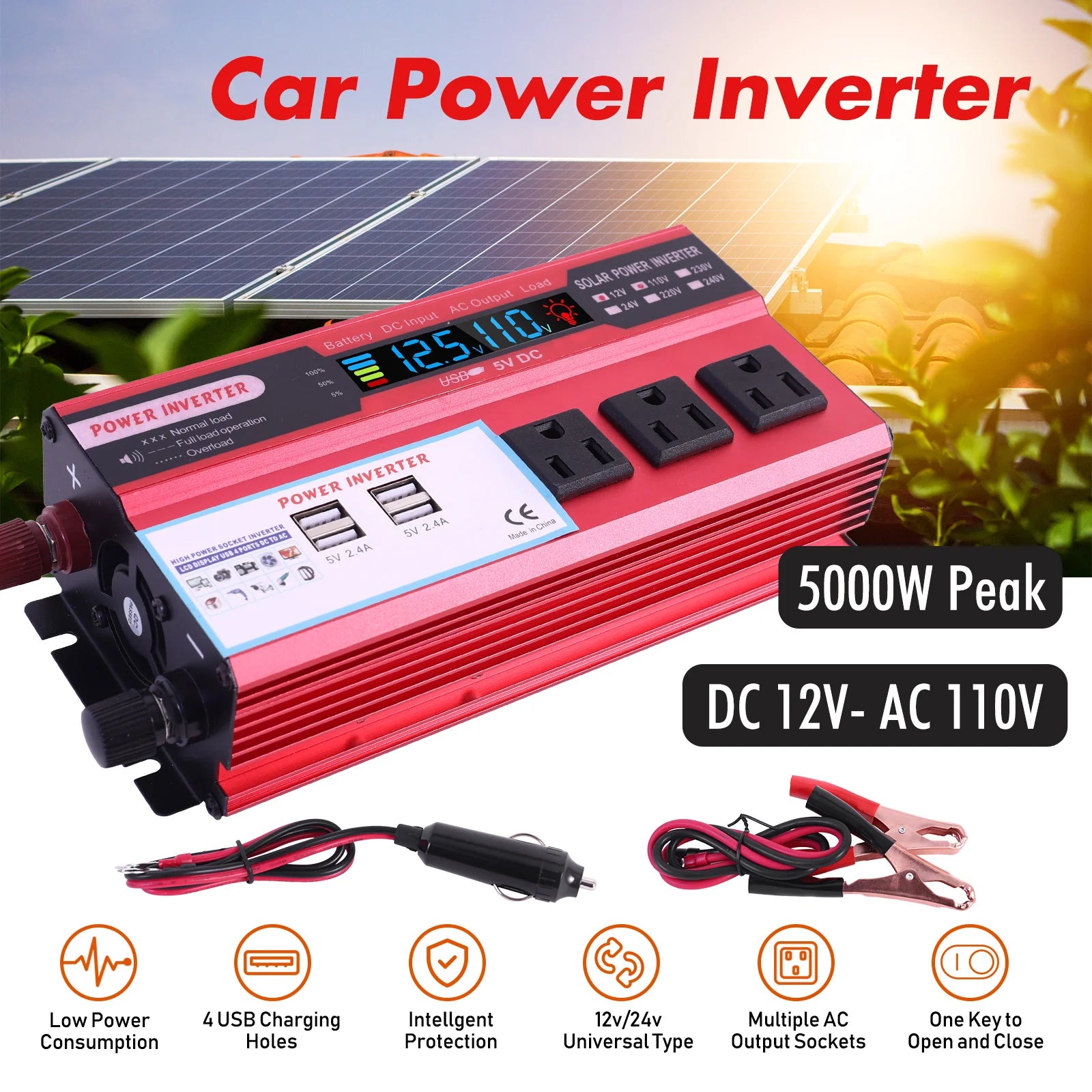 5000W Car Power Inverter with LCD