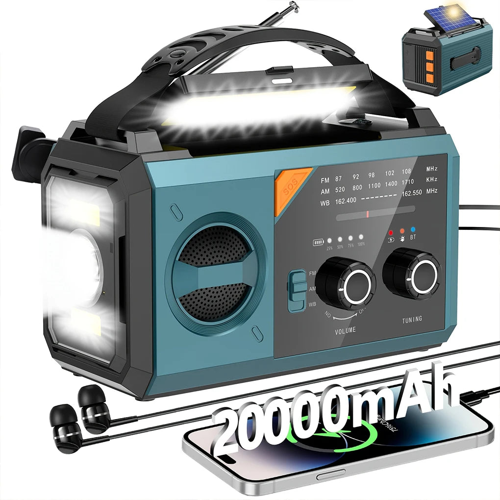20000mAh Emergency Hand Crank Solar Radio Power Bank