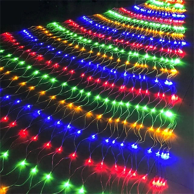 Solar LED Christmas Net Fairy Curtain Lights
