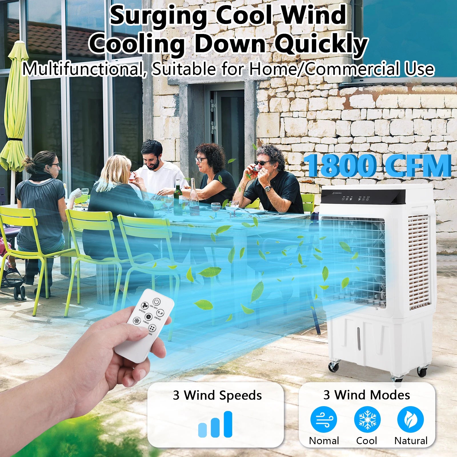 Evaporative Air Cooler 1800CFM with Remote